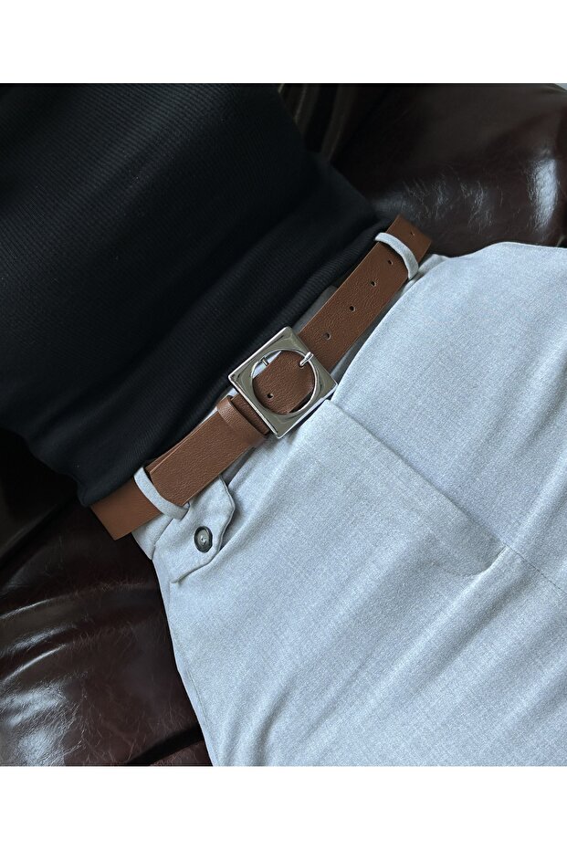Kare Accessory Silver Buckle Women's Waist Belt, Casual Belt, Jacket Belt, Pants Belt