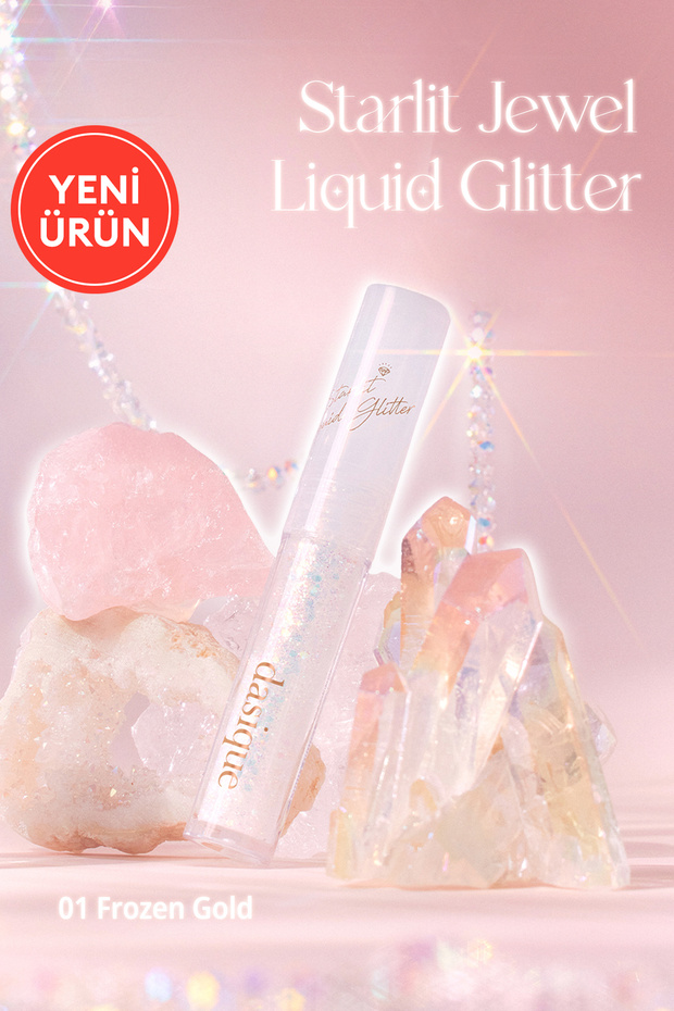 Dasic Starlit Jewel Liquid Glitter | Long-Lasting | Quick-Drying Shimmer Finish (01 Frosted Gold)
