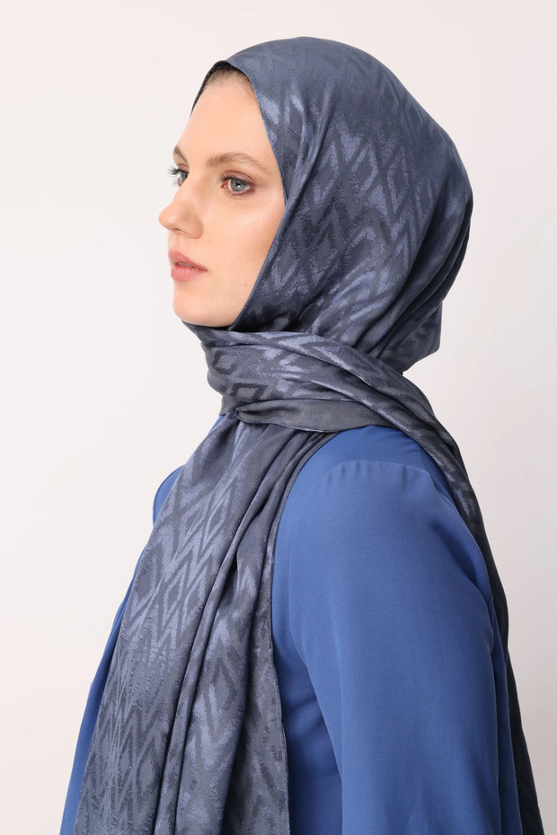 Tile Pattern Shiny Jacquard Shawl - 2