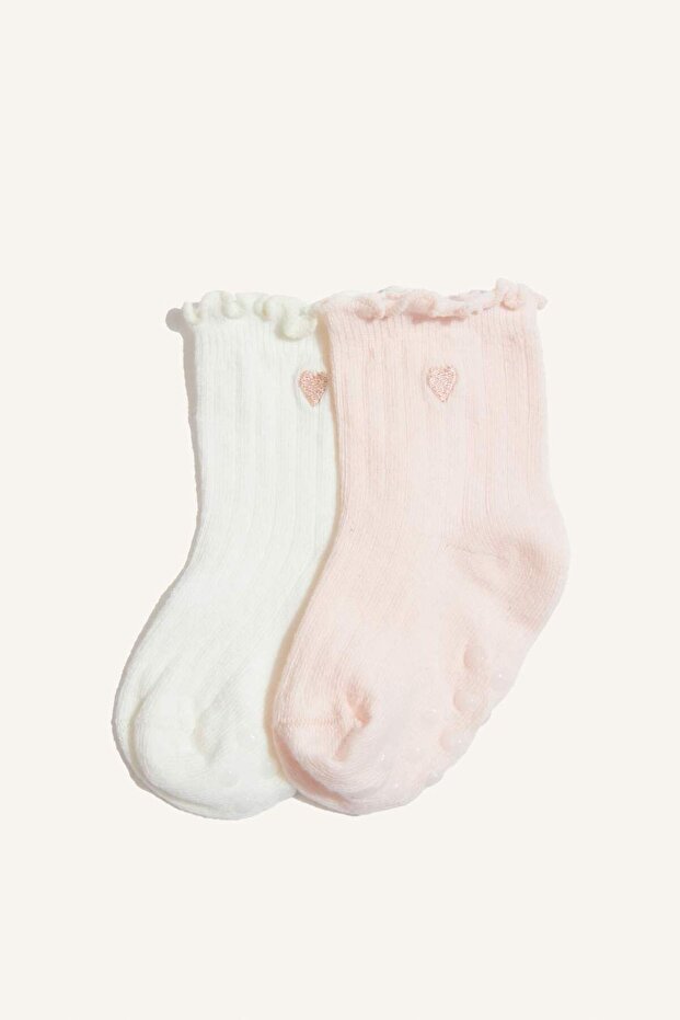 Kız Bebek Kaydırmaz Taban 2li Pamuklu Uzun Çorap F6731A5NS - 1