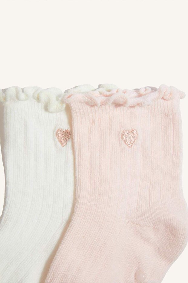 Kız Bebek Kaydırmaz Taban 2li Pamuklu Uzun Çorap F6731A5NS - 3