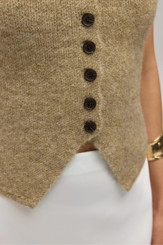 Elvar Tek Omuz Vizon Triko Crop - 8