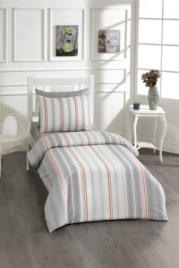 Cotton Gray Single Bed Sheet Duvet Cover Set 160X220