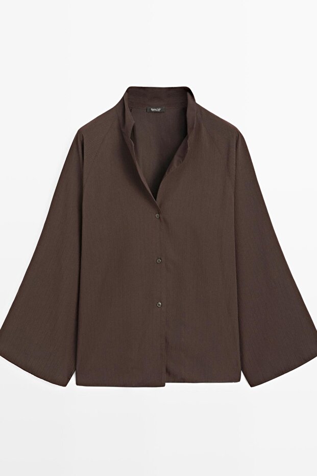 Dokulu reglan kollu gömlek - 5