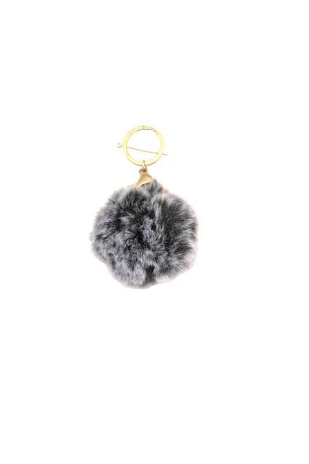 White and black puff keychain