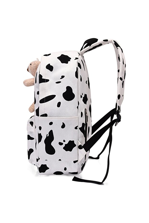 Backpack Black-White with Teddy Bear - 2