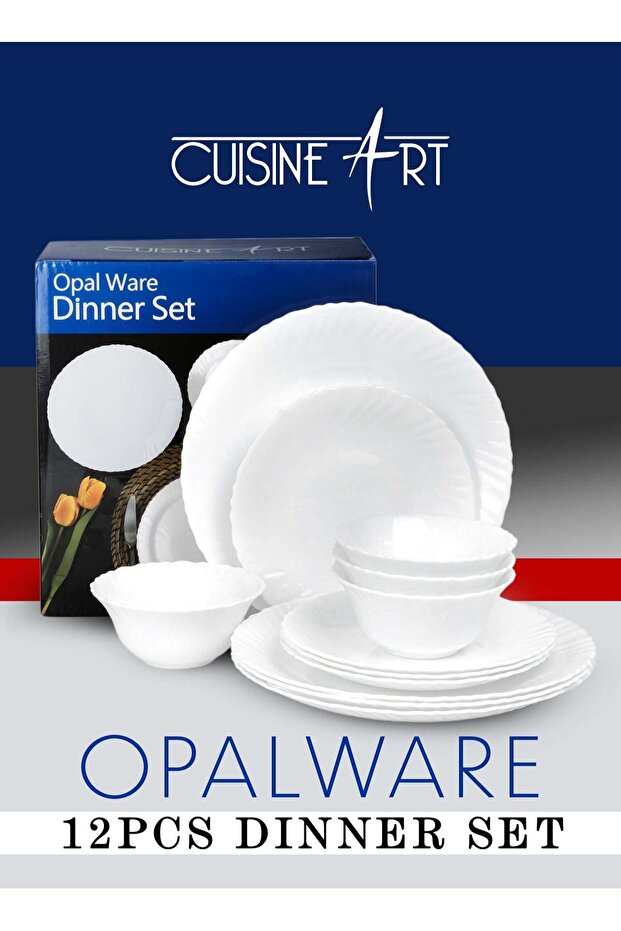 Opalware Dining Collection Dinnerware- Exquisite White 12-Piece Dinner Set