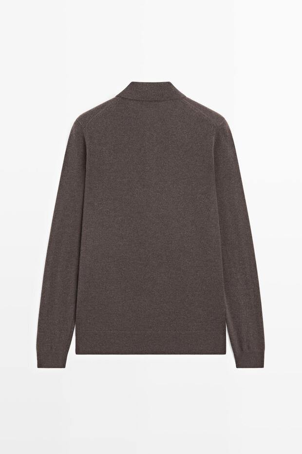 Yün karışımlı triko polo yaka kazak - 8