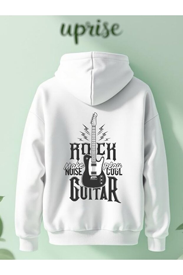 سويت شيرت من القطن مطبوع عليه Make Noise Play Guitar مكون من 3 خيوط كبيرة الحجم