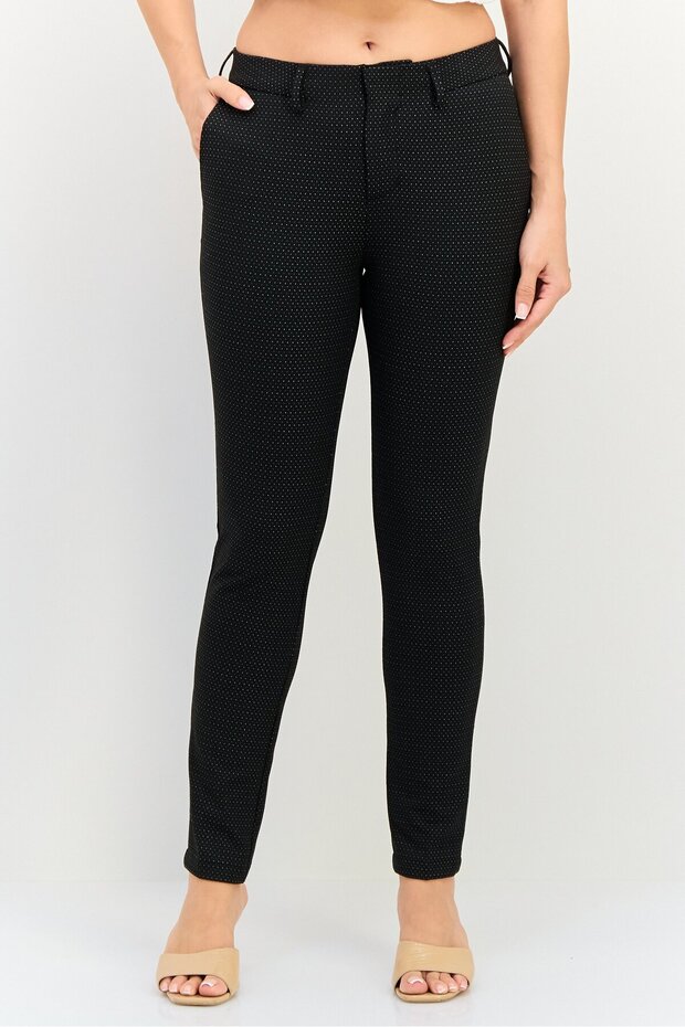Women Cigarette Fit Microdot Print Dress Pants, Multicolor
