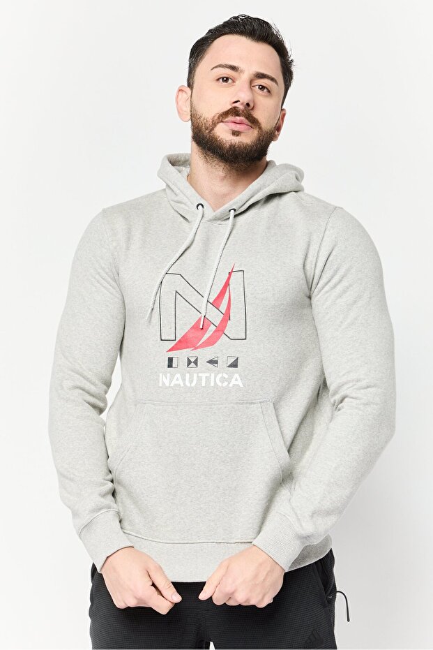 Men Heather Long Sleeves Hoodie Sweatshirt, Grey