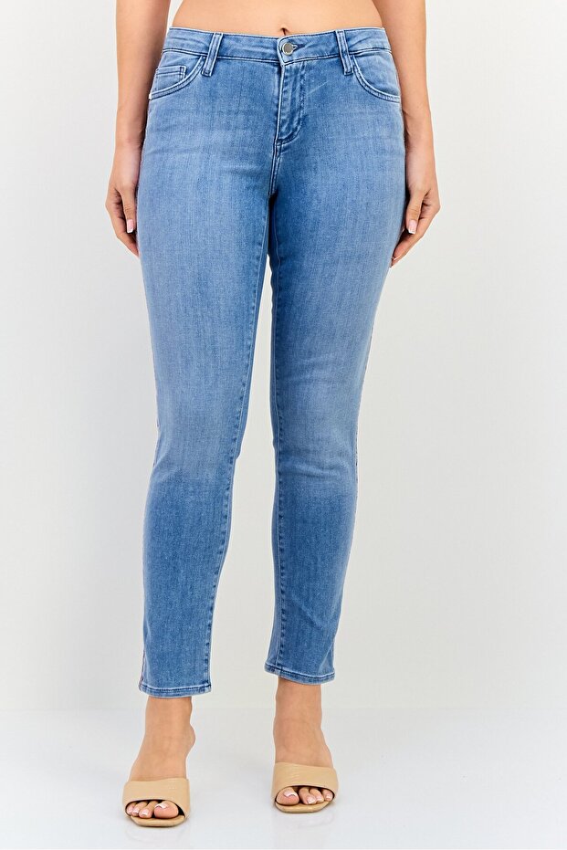 Women Regular Fit Washed Stretchable Denim, Blue
