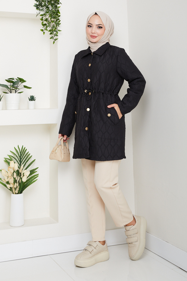 Women's Plus Size Jacket Coat with Tunnel Waist
