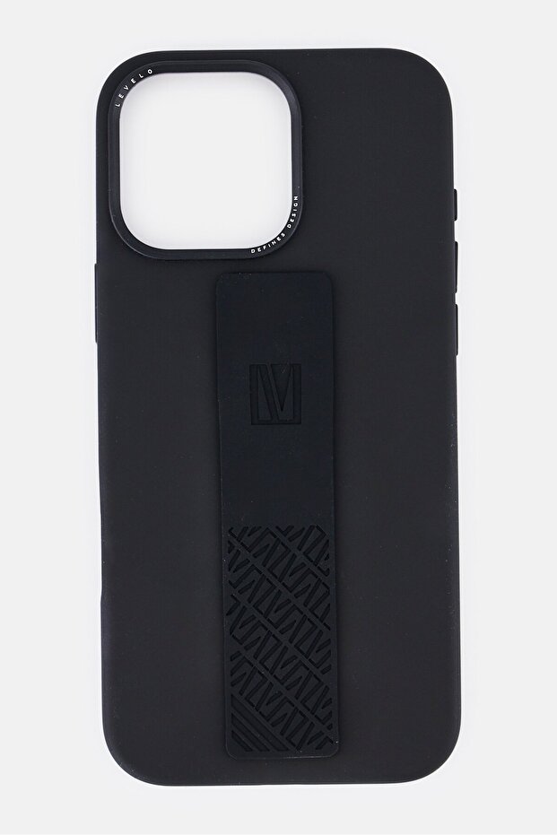 جراب مورفيكس سيليكون مع قبضة لهاتف iPhone 16 Pro Max، أسود - 1