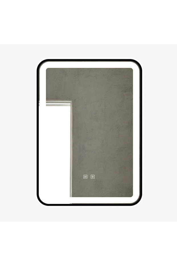 LED Mirror with Touch, 50 X 70 Cm, with Defog Function, Matte Black Frame, J35, - 5