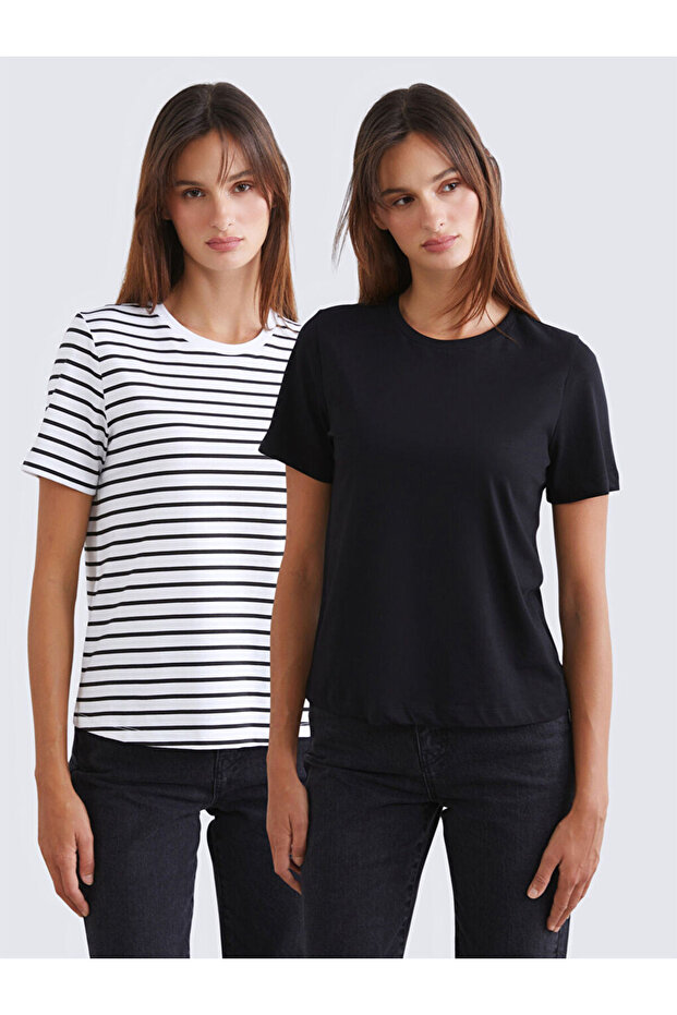 Black Crew Neck Women's T-Shirt 2-Pack