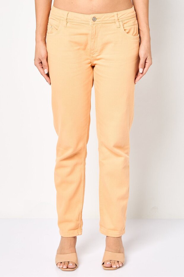 Women Regular Fit Solid Straight Leg Pants, Light Orange