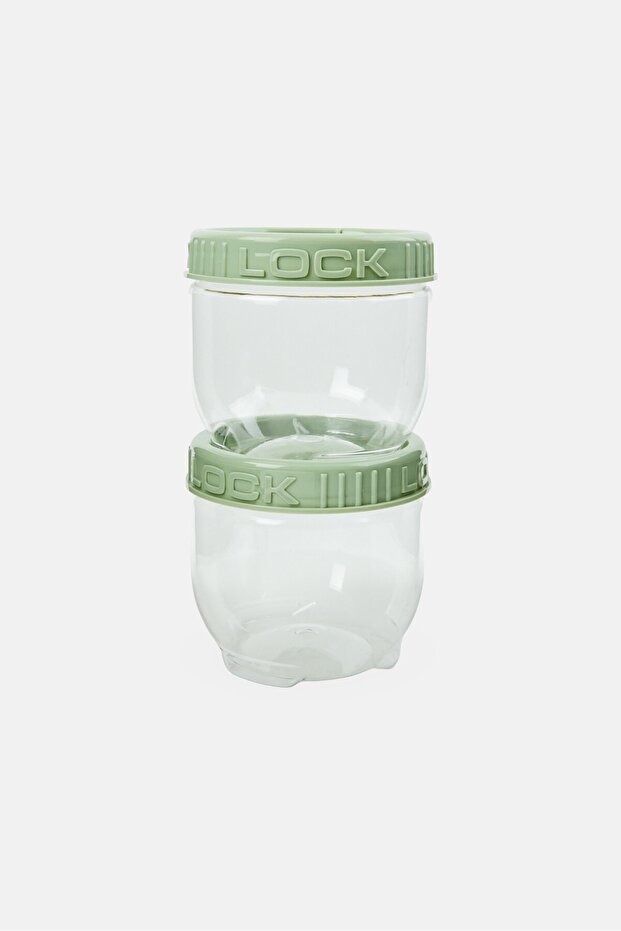 2 Pcs Round Plastic Stackable Storage Set, Sage - 1