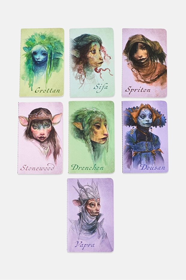 7 Pieces Of The Dark Crystal Gelfling Clan Sewn Notebook Boxed Set