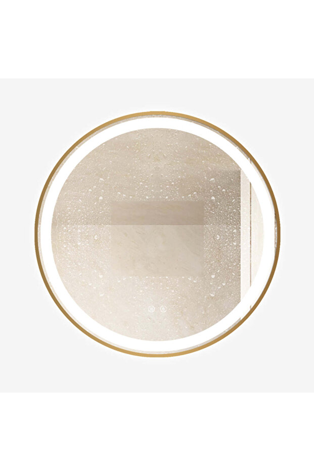 LED Mirror, Round 70 X 70 Cm, Defog Function, LED Touch, Gold Frame, J06, - 10
