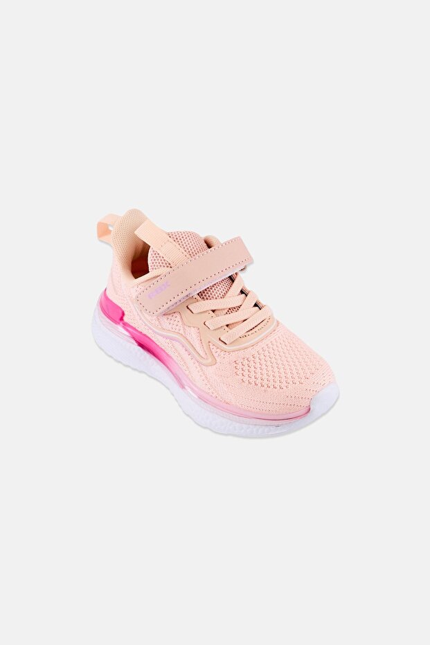 Toddlers Girl Brand Logo Velcro Closure Outdoor Shoes, Peach