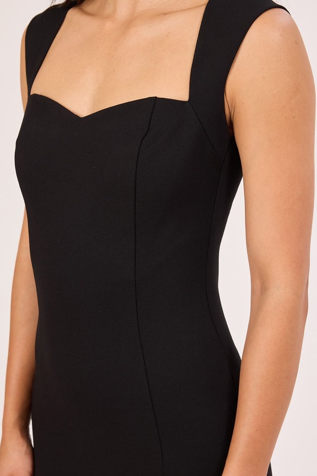 Dekolte yakalı likralı örme elbise - 3