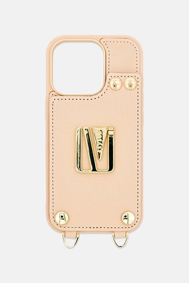 iPhone 16 Pro Serena Leather 3 Card Slots Protective Case, Beige