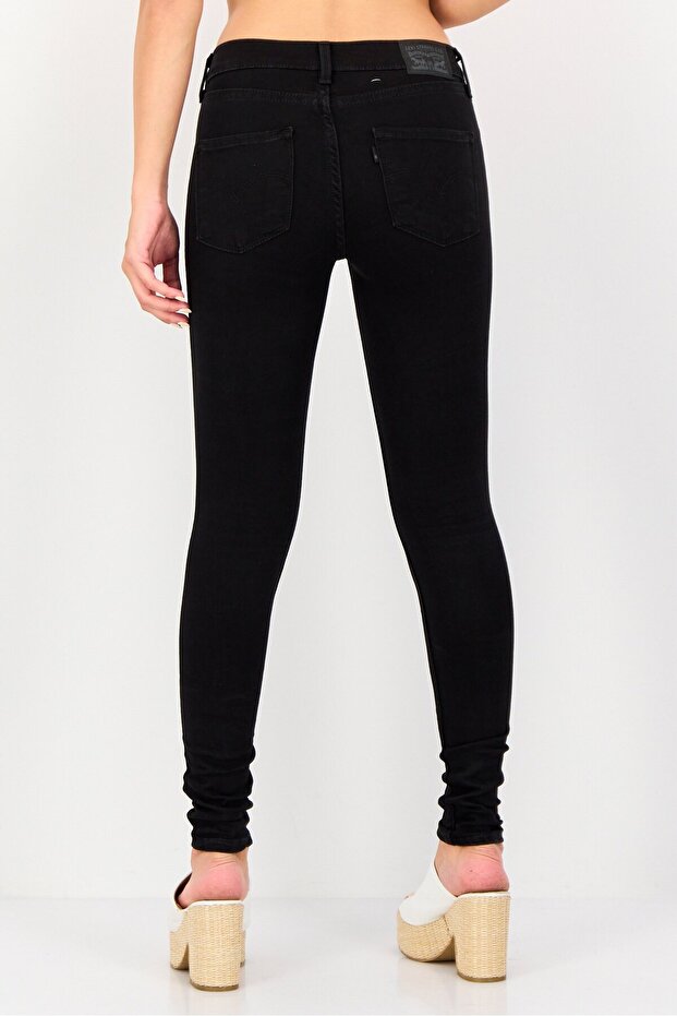 بنطلون جينز نسائي مطاطي بقصّة عادية، أسود - 3