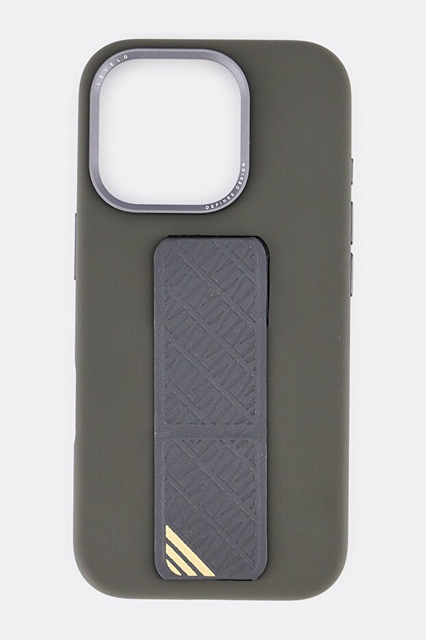 iPhone 16 Pro Morphix Silicone Case With Leather Grip, Grey