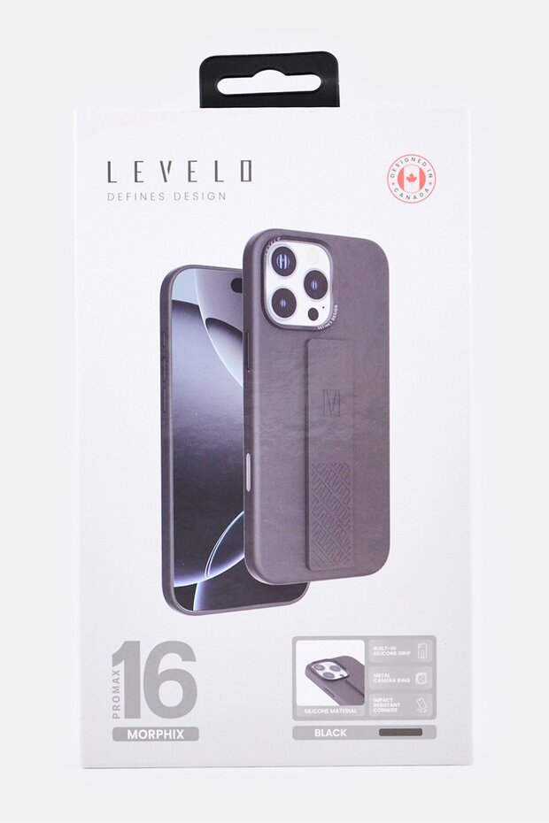 جراب مورفيكس سيليكون مع قبضة لهاتف iPhone 16 Pro Max، أسود - 2