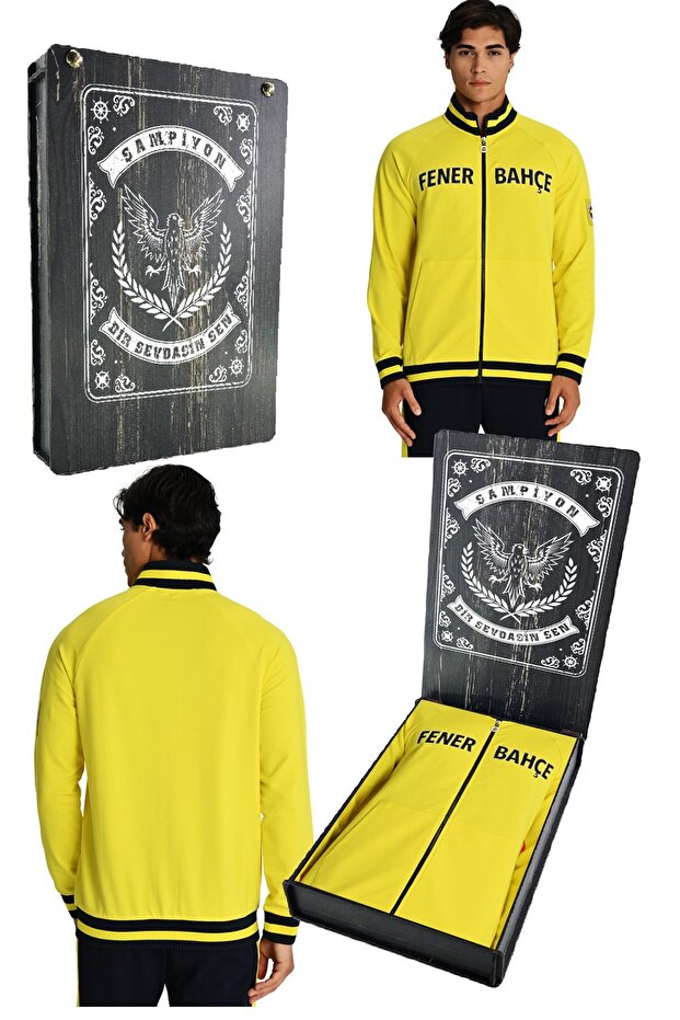 Yellow Tribün Laser Boxed Arma Detail Men's Sweatshirt