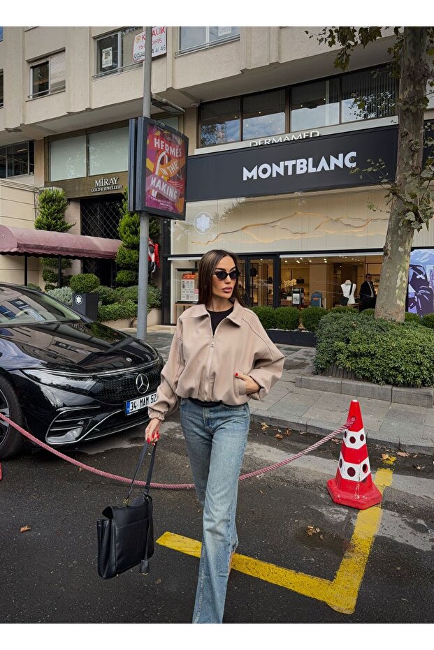 Bej Bomber Ceket - 6