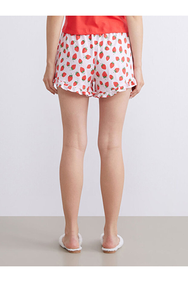 Beli Lastikli Desenli Kadın Şort Pijama Altı - 2