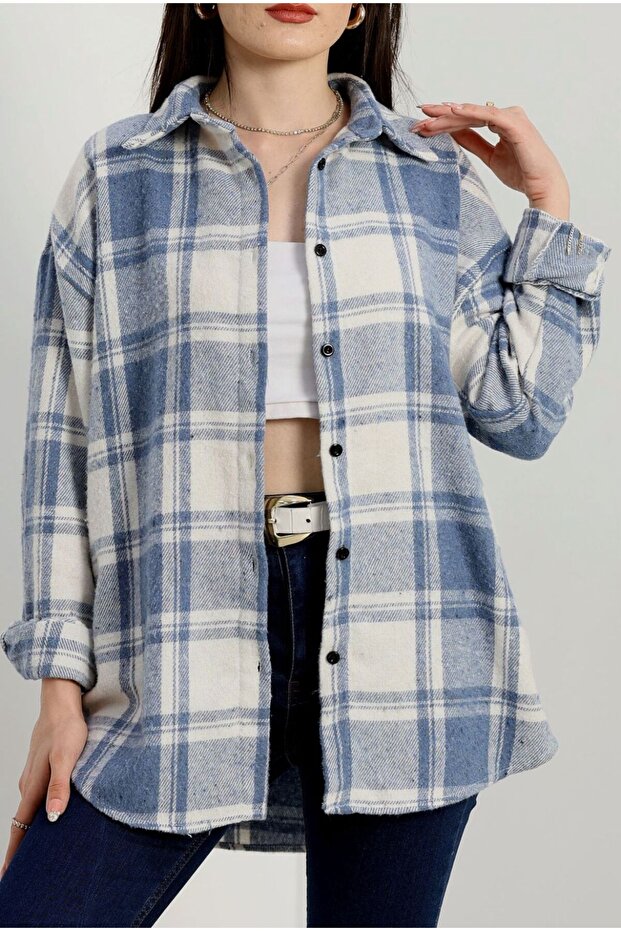 MAVİ BEYAZ ODUNCU GÖMLEK - 2