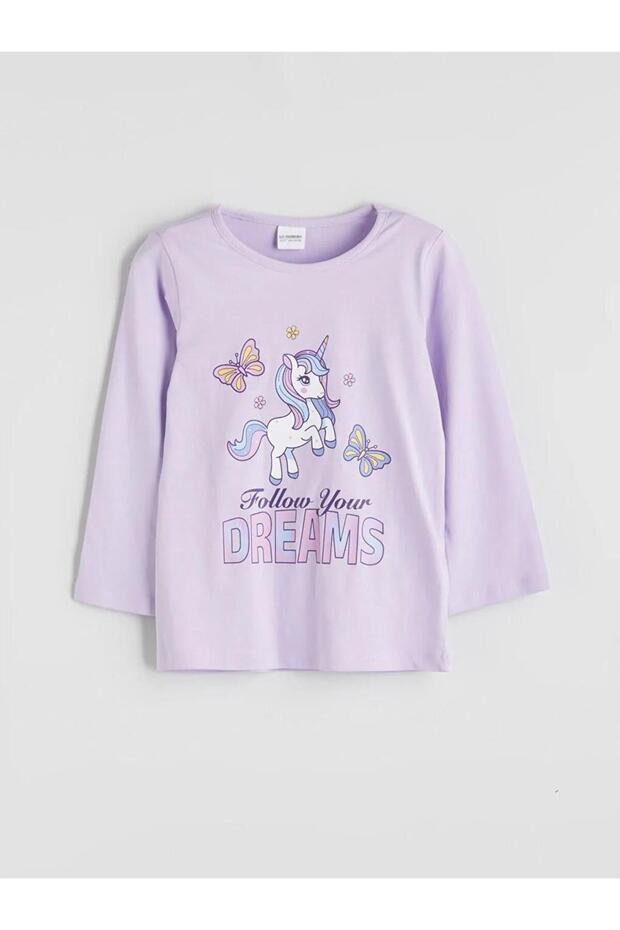Bisiklet Yaka Kız Çocuk Pijama Takım 2'li (W5) - 2