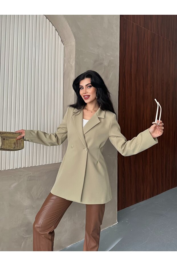 Çift Düğmeli Blazer Ceket - 6