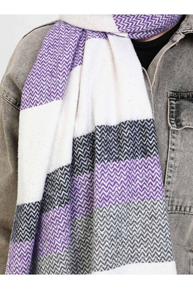 شال كتف منقوش - أرجواني - - 4