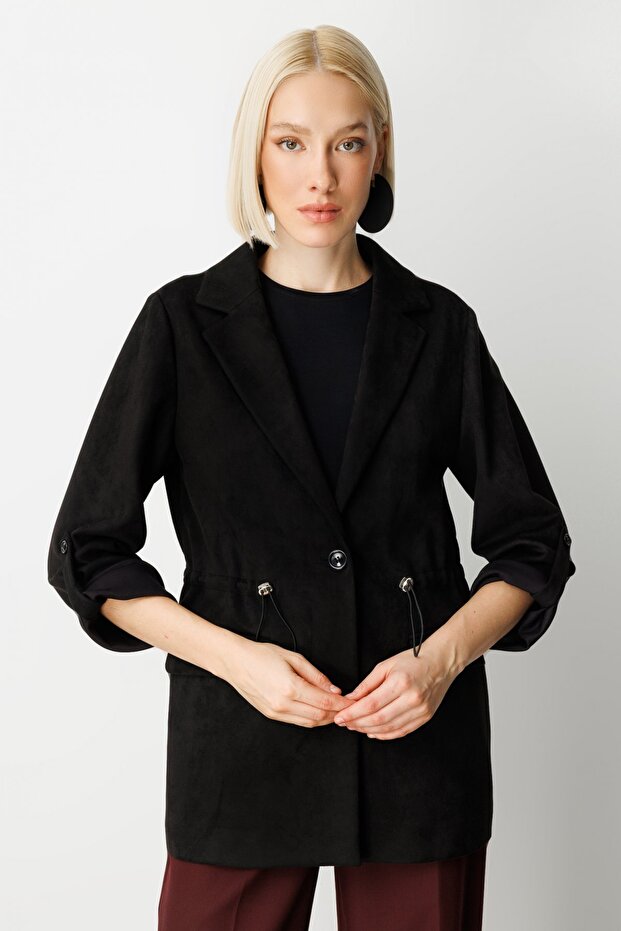 سترة من جلد الغزال مع جيوب على الأكمام - 1