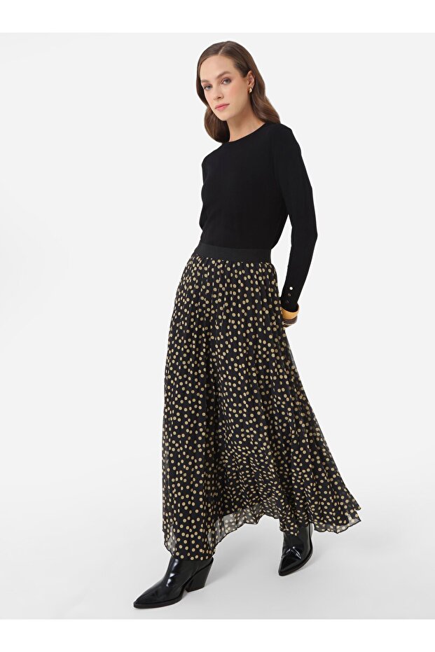 تنورة من التول منقوشة بنقاط - منقوشة باللون الأسود - - 1