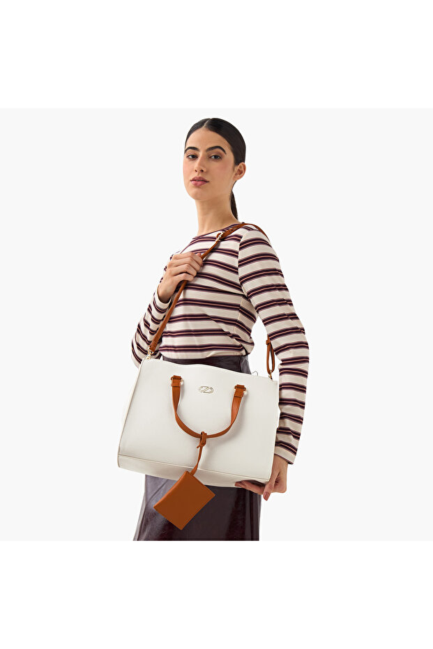 Solid Tote Bag with Coin Pouch - 2
