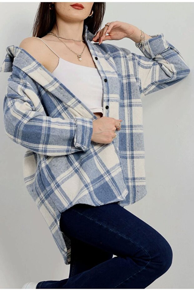 MAVİ BEYAZ ODUNCU GÖMLEK - 1