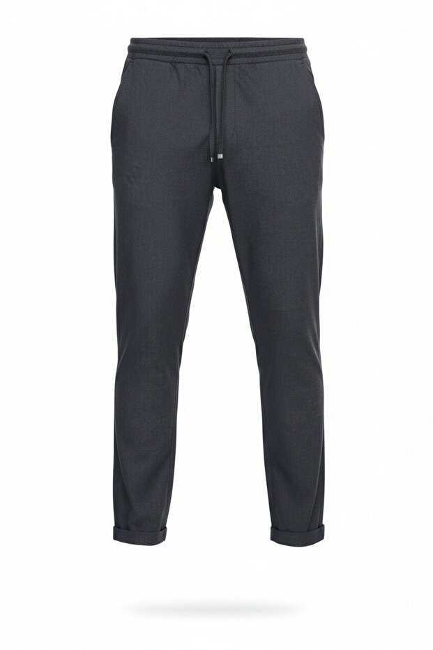 Men's Gray Lace-Up Jogger Pants Casual Comfortable Elegance