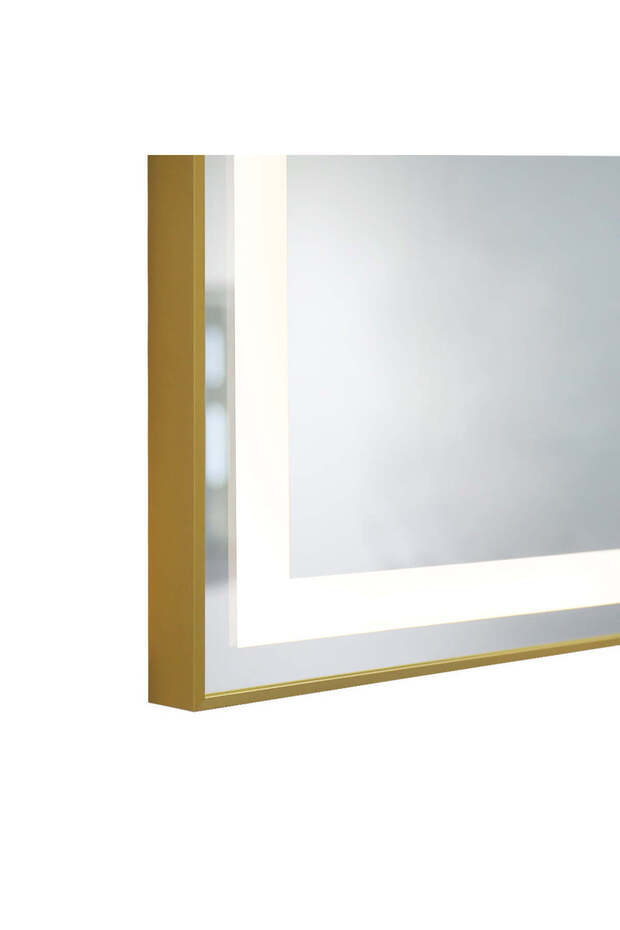 LED and Touch Mirror, 100 x 65 cm, with Defog Function and Clock, Antique Bronze Frame, - 6