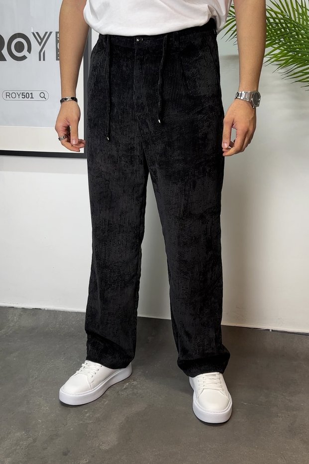 Men's Corduroy Baggy Pants Men's Ribbed Corduroy Baggy Pants Pleated Wide Leg Corduroy Pants