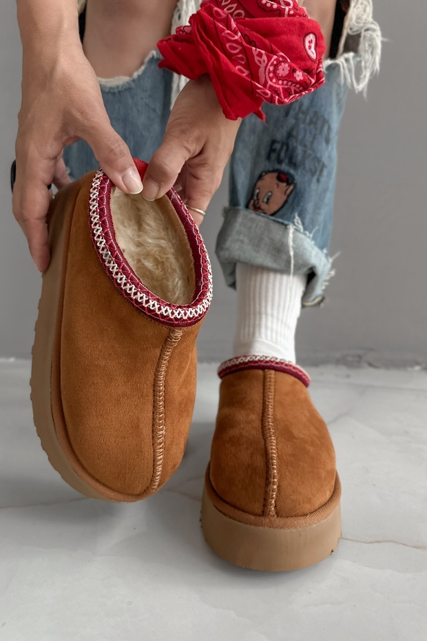 Migo Taba Peluş Kışlık Kadın Terlik - 1