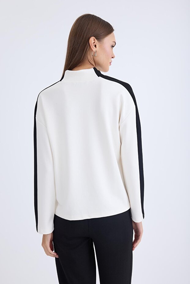 Şeritli Uzun Kol Bluz - 4