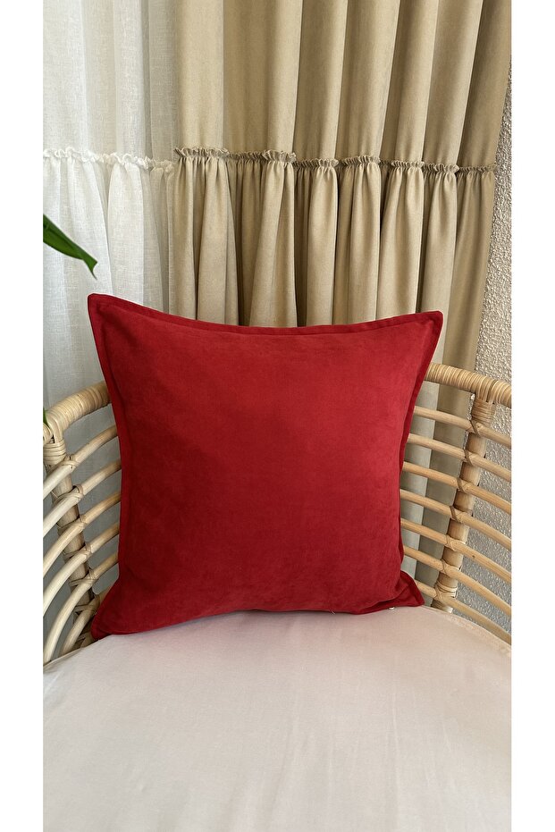 Pearl Velvet Textured Red Plain Throw Pillow Cover 1 Piece