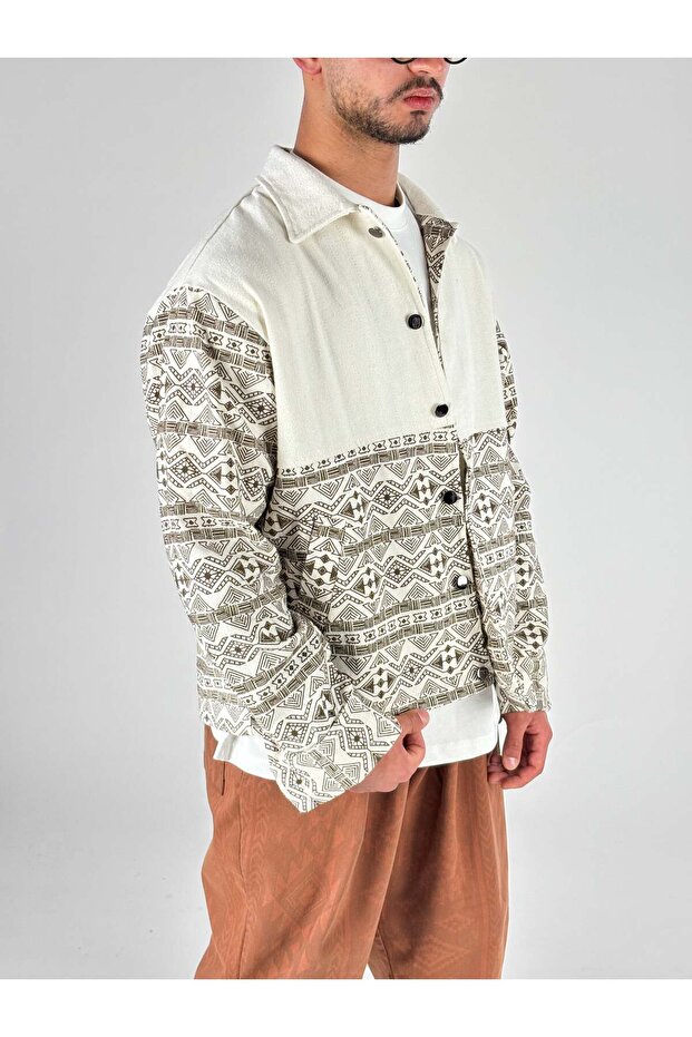 سترة رجالية بنمط عرقي بني اللون - 2