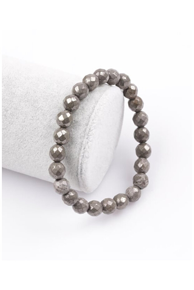 Real Pyrite Stone Natural Gemstone 8 mm Faceted Cut Bracelet 19 cm