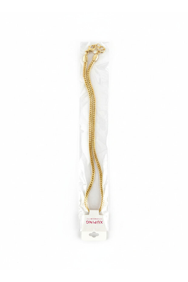 Gold Steel Yassi Knitted Necklace